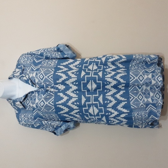 Chelsea and Theodore Aztec print chambray mini casual blue festival rodeo y2k - Picture 1 of 6